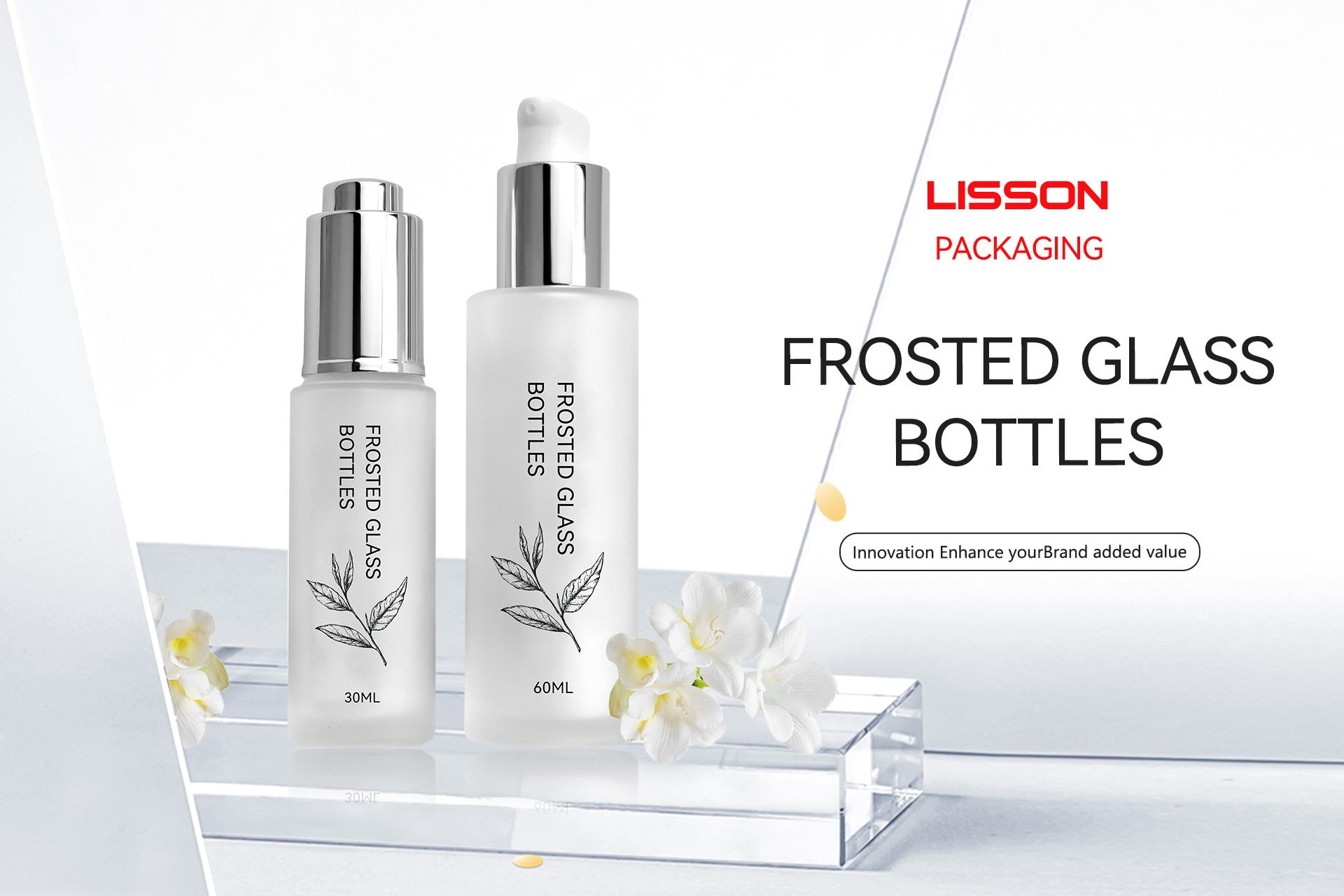 frosted glass cosmetic bottles